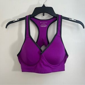 tek gear Purple Racerback Molded-Cup Sports Bra Sz Large Padded Stretch Keyhole